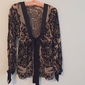 Silk velvet burnout blouse